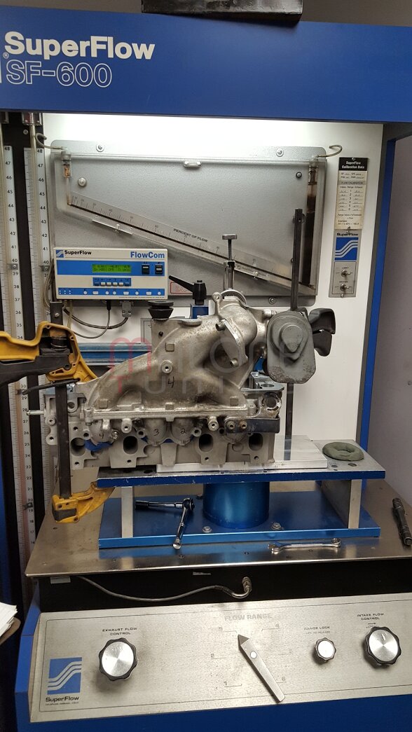 VW 1.9L TDI intake manifold mounted to a SuperFlow SF-600 flow bench